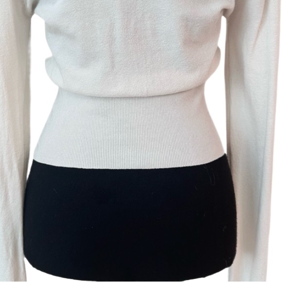 V.A.S. ~ Floral Embroidered White Sweater featuring a wide ribbed bottom - Picture 9 of 10